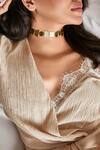 Buy_Zohra_Gold Plated Geometric Cutwork Choker _at_Aza_Fashions