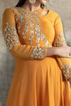 Rachit Khanna_Yellow Georgette Round Embroidered Anarkali And Pant Set _Online_at_Aza_Fashions
