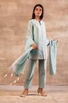 Buy_Sana Barreja_Blue Chanderi Silk Round Kurta Set _at_Aza_Fashions