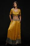 Buy_ADITYA SIKAND_Yellow 40% Cotton Embroidery Floral Round Top Palazzo Set _Online_at_Aza_Fashions