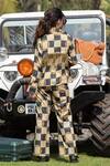 Shop_Kritika Murarka_Beige Modal Satin Hand Printed Checkered Pant  _at_Aza_Fashions