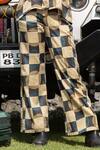 Kritika Murarka_Beige Modal Satin Hand Printed Checkered Pant  _Online_at_Aza_Fashions