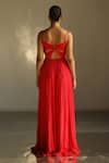 Shop_ZWAAN_Red Georgette Sweetheart Neck Strappy Gown  _at_Aza_Fashions