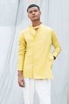 Buy Antar Agni Yellow Poplin Asymmetric Shirt at Aza Fashions Buy_Antar Agni_Yellow Poplin Asymmetric Shirt _at_Aza_Fashions