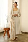 Buy_Gulabo Jaipur_Grey Georgette Embroidered Thread Work Round Zuri Anarkali Set _at_Aza_Fashions