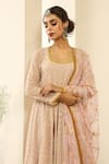 Buy_Gulabo Jaipur_Pink Chiffon, Georgette Gota , Thread Zuri Embroidered Anarkali Set _Online_at_Aza_Fashions