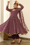 Buy_Gulabo Jaipur_Purple Chiffon, Georgette Gota , Thread Zuri Embroidered Anarkali Set _Online_at_Aza_Fashions