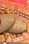 Buy_Coral Haze_Gold Sequin And Bead Work Zuri Embroidered Juttis _Online_at_Aza_Fashions