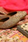 Shop_Coral Haze_Gold Sequin And Bead Work Zuri Embroidered Juttis _Online_at_Aza_Fashions