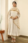 Gulabo Jaipur_White Chiffon, Georgette Gota , Thread Zuri Embroidered Anarkali Set _Online_at_Aza_Fashions