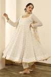 Buy_Gulabo Jaipur_White Chiffon, Georgette Gota , Thread Zuri Embroidered Anarkali Set _Online_at_Aza_Fashions