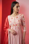 Floral Embroidered Anarkali With Dupatta