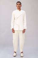 Cotton Silk Pintuck Trouser