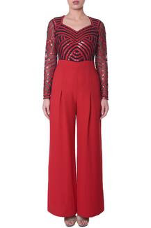 red embellished jumpsuit