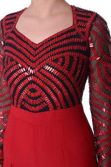 red embellished jumpsuit