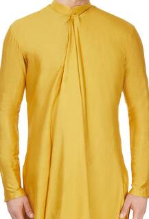 Buy Mustard Yellow Drape Kurta By Sadan Pande Men At Aza Fashions