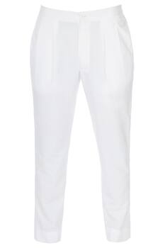 White fitted straight trousers