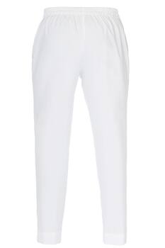 White fitted straight trousers