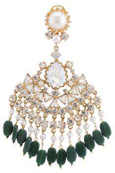Pearls & crystals emerald earrings