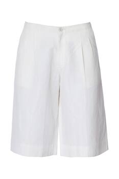 White loose fit silk linen shorts 