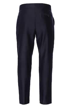 Blue formal fitted chanderi trousers