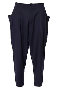 Blue chanderi gathered trousers 