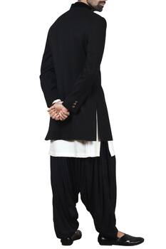 Black sherwani with kurta & patiala pants