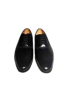 Black pure leather handcrafted brogues