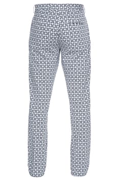 Black & white jaali printed cotton satin lycra pants