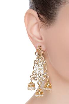 Dainty pearl jhumkas earrings