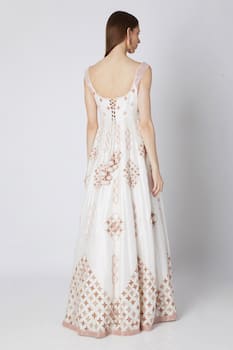 Embroidered Flared Gown