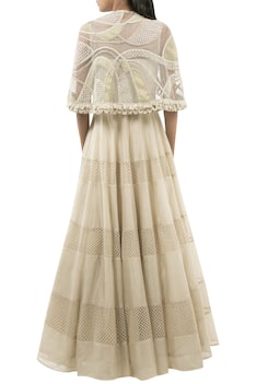 Anarkali With Embroidered Cape 