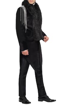 Tail Coat With Metal & faux fur Chain Detailing &Trousers 