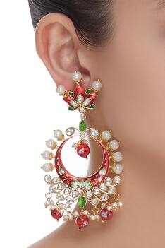Meenakari Floral Chandbali Earrings