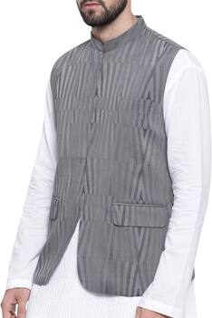  Stripe print nehru jacket