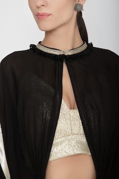 Embellished Cape with Crop Top