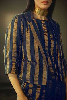 Striped Handloom Blazer with Top