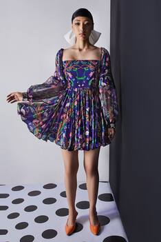 Printed Flared Short Dress