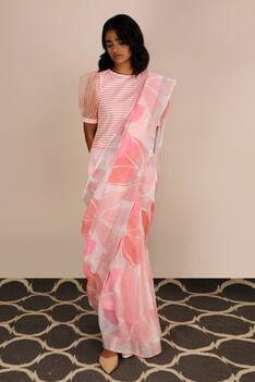 Linen Printed Saree with Blouse