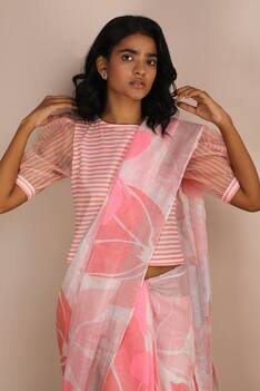 Linen Printed Saree with Blouse
