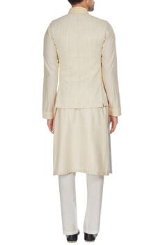 Ivory chanderi textured high-low bandhi jacket