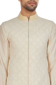 Ivory chanderi textured high-low bandhi jacket