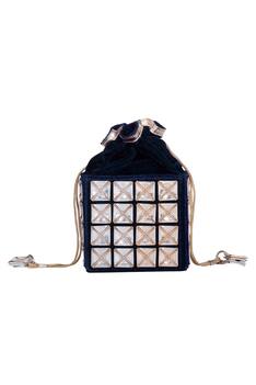 Velvet Embroidered Cube Bucket Bag