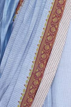 Metallic border saree with blouse and jacket