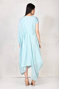 Embellished Chinon Silk Draped Dress