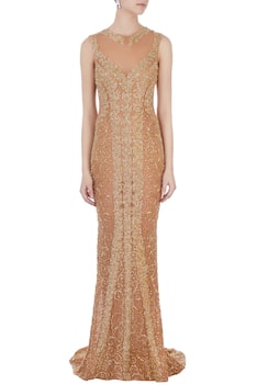 Embroidered Trail Gown 