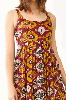 Chiffon Dabu Print Tiered Dress