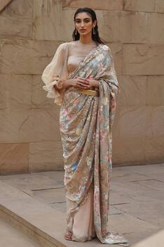 Hand Embellished Saree With Blouse