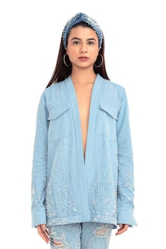 Embroidered Front-Open Jacket