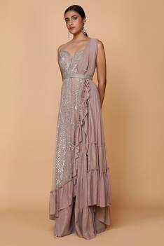 Layered Ruffle Saree Gown